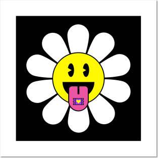 Psychedelic Smiley Flower Posters and Art